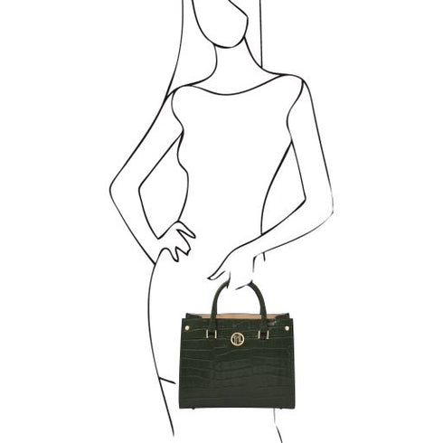 Croque - Croc print leather handbag